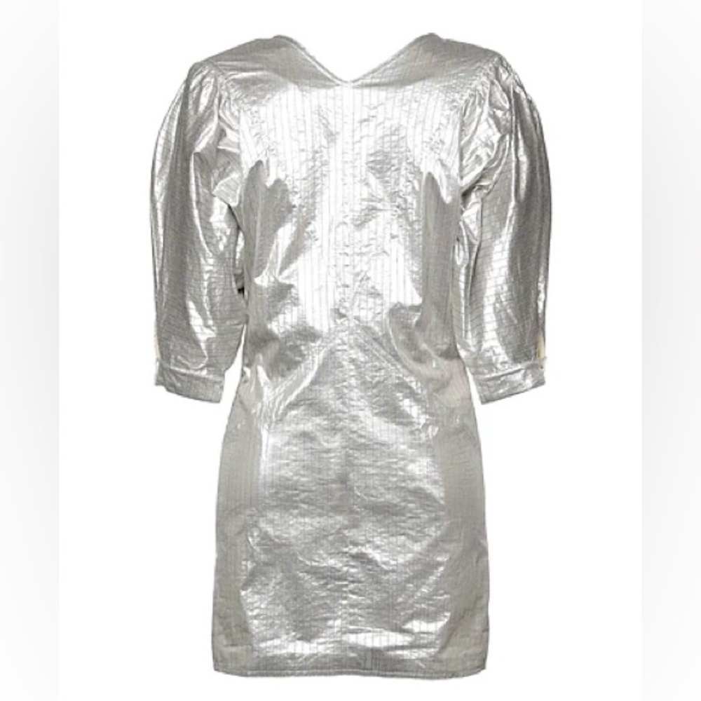 BNWT ISABEL MARANT “RADELA" LAMINATED COTTON DRESS WITH IMPONTURED DETAIl